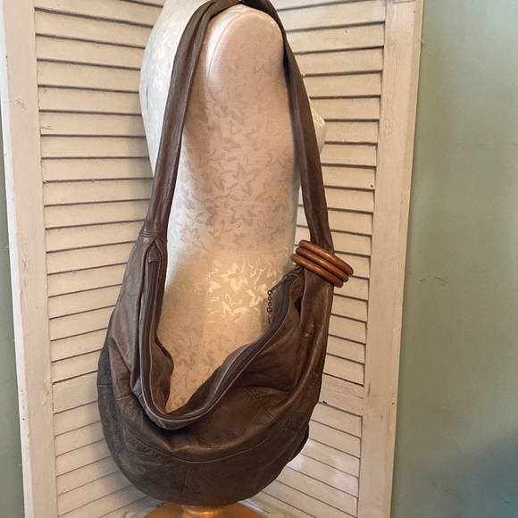 Brio Bags Vintage Brio Boho Leather Lg Oversized Hobo Bag Euc